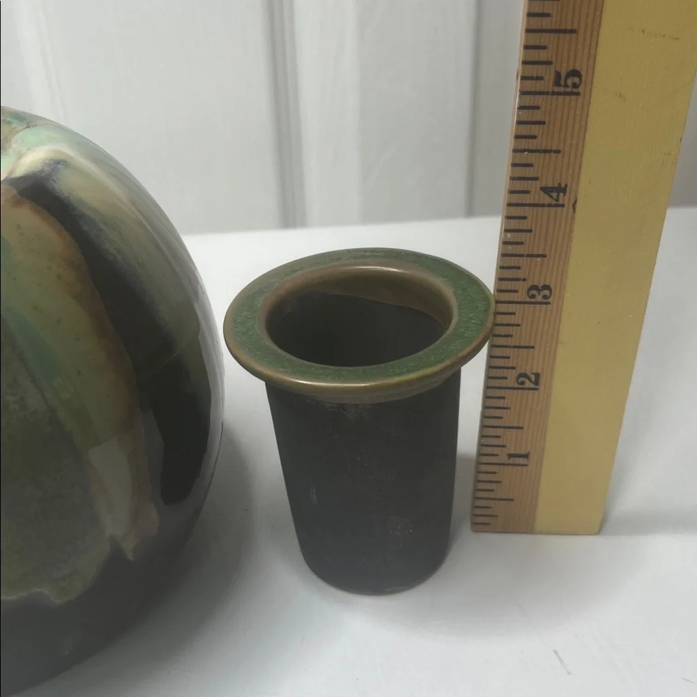 Drip Glaze Flower Frog Vase Earth Tones